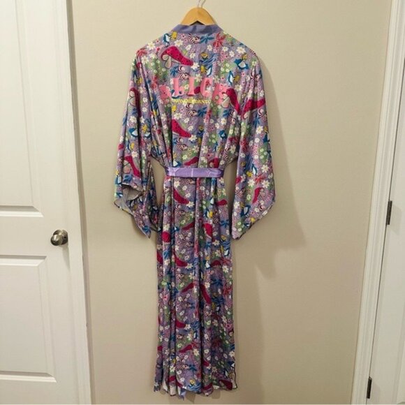 Disney Alice in Wonderland Kimono Robe XL Lavender Mushrooms Fairycore - Picture 4 of 15